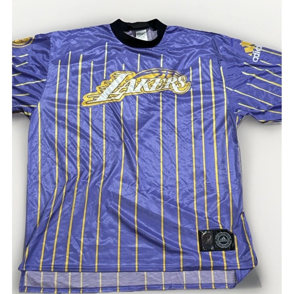 Vintage 90s Adidas Los Angeles Lakers Satin Soccer Jersey L Kobe Bryant Rare